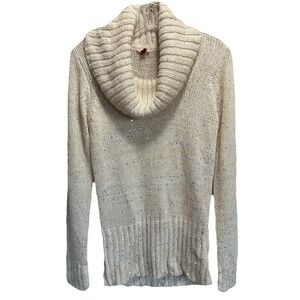 L.e.i Juniors Knit Cream Sequins Sweater Long Sleeve Size XL Turtleneck Soft